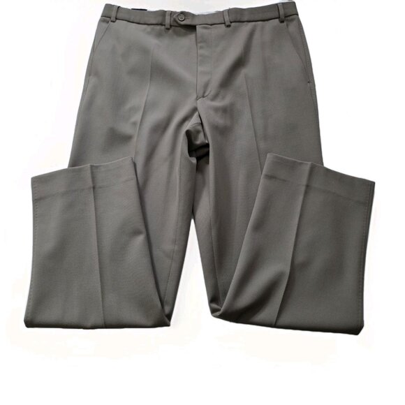 Marks Spencer Pants Mens 38 x 31 Beige Zip Wool Blend Pockets Classic Trousers - Picture 4 of 16
